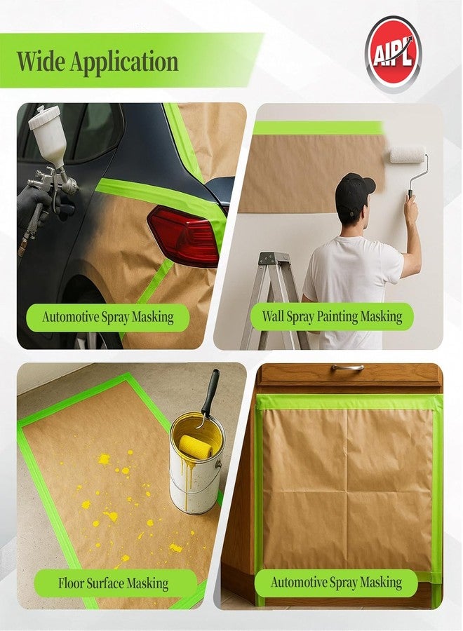 AIPL Pre-Taped Masking Paper for Painting - 20 CM X 20 MTR Tape and Drape Painters Paper, Paint Adhesive Protective Paper Roll for Covering Skirting, Frames, Cars and Auto Body (1 Roll) - Image 3